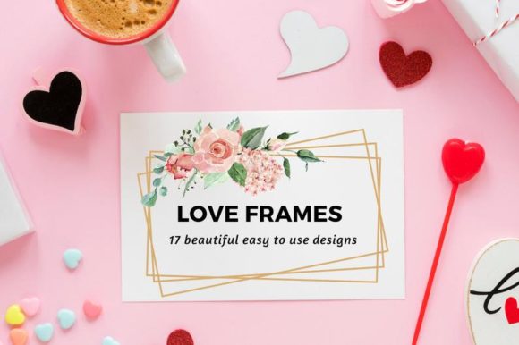 17 Love Watercolor Floral Frames