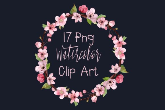 17 Watercolor Cherry Blossom Clip Art and Illustrations