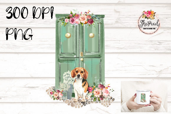 Beagle Watercolor, Rustic, Clipart Illustrations