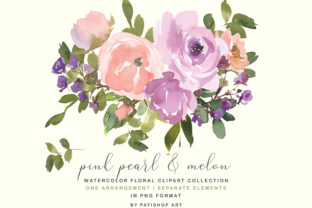 Blush Pink Watercolor Floral Bouquet Set for Illustrations