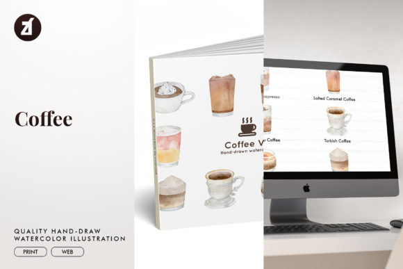 Coffee Set1 Watercolor Illustration