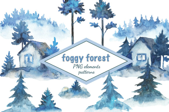 Foggy Forest Watercolor Set and Illustrations