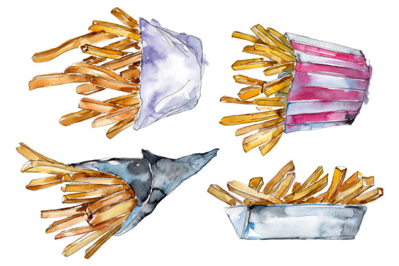 French Fries Watercolor PNG