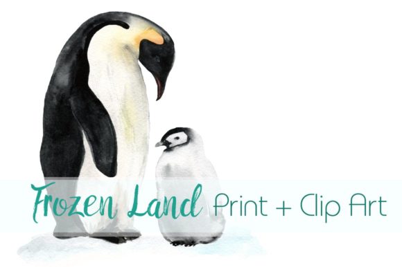 Frozen Land Watercolor Print Clip Art and Illustrations