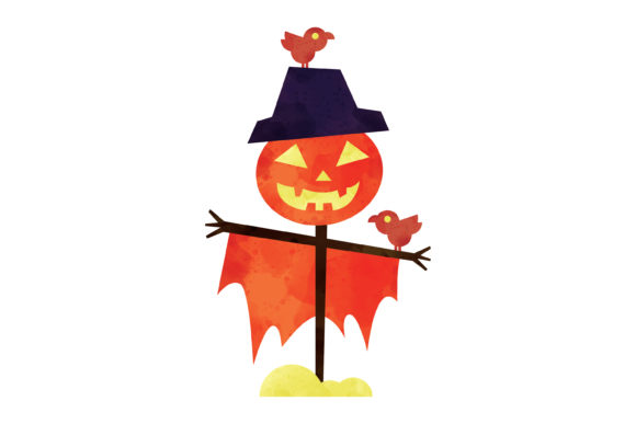 Halloween Watercolor Scarecrow and Illustrations