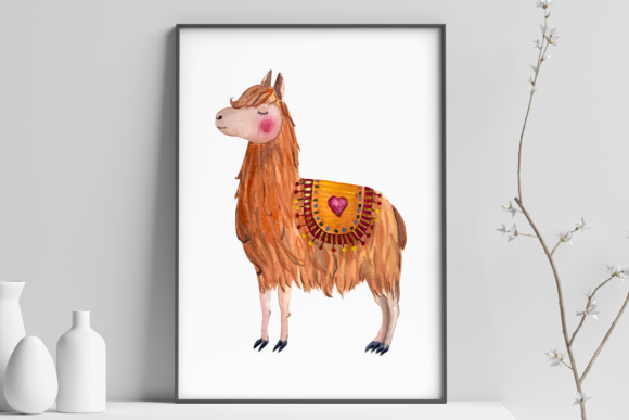 Lama in Love - Watercolor Print and Clip