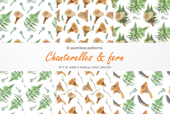 Mushrooms Watercolor Seamless Patterns