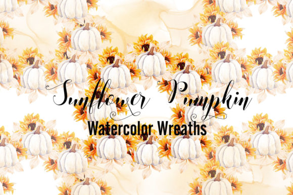 Sunflower Pumpkin - Watercolor Wreaths Illustrations
