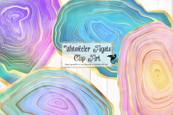 Watercolor Agate Clip Art and Illustrations
