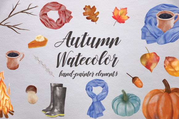 Watercolor Autumn Elements Illustrations
