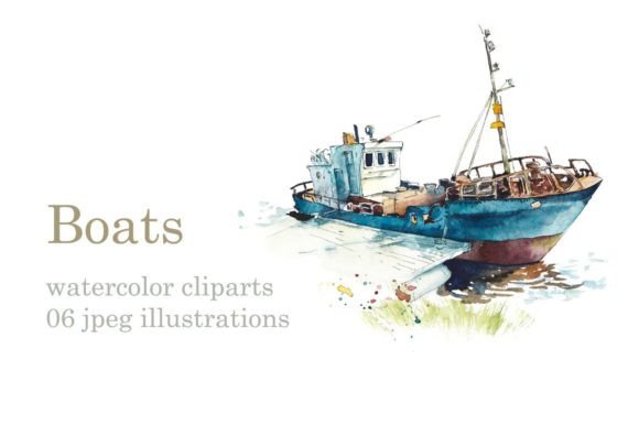 Watercolor Boats Cards and Illustrations