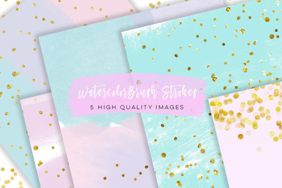 Watercolor Brush Strokes Gold Clipart Illustrations