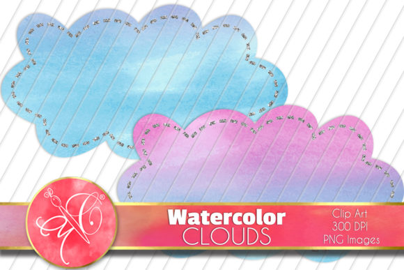 Watercolor Clouds Clip Art and Illustrations