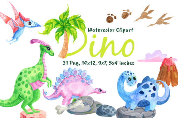 Watercolor Dinosaurs Illustrations