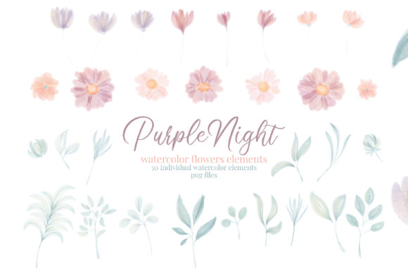 Watercolor Flower Clipart Elements