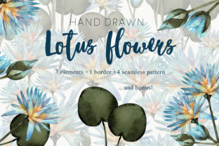 Watercolor Lotus Flowers Illustrations
