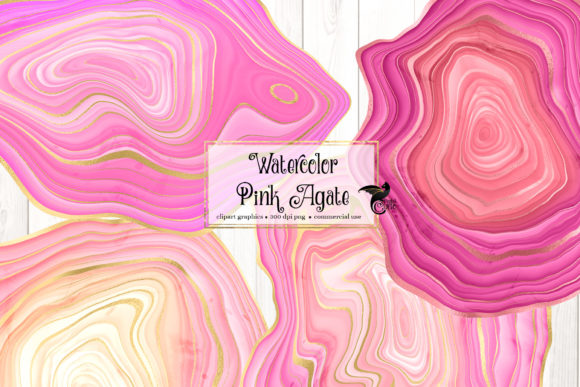 Watercolor Pink Agate Illustrations