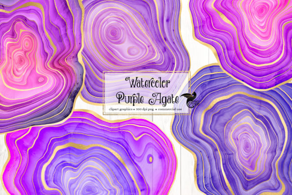 Watercolor Purple Agate Clipart and Illustrations