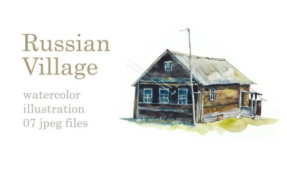 Watercolor Russian Village