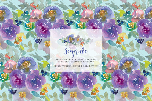 Watercolor Soft Florals Clipart Set Illustrations