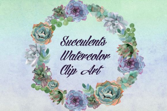 Watercolor Succulents Clip Art and Illustrations