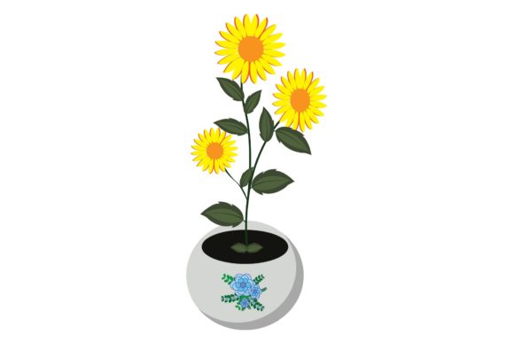 Watercolor Sunflower Vase Illustrations