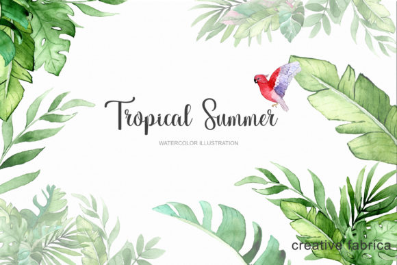 Watercolor Tropical Summer Clipart