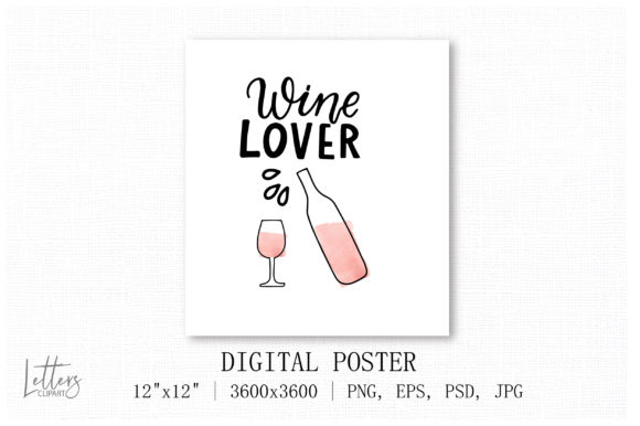 Wine Lover. Wine Quote with Watercolor